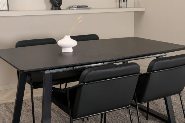 Imagine Inca Extentiontable - Black top / black Legs +Tvist Chair - Black / Black PU _4