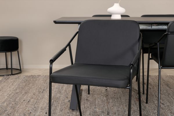 Imagine Inca Extentiontable - Black top / black Legs +Tvist Chair - Black / Black PU _4