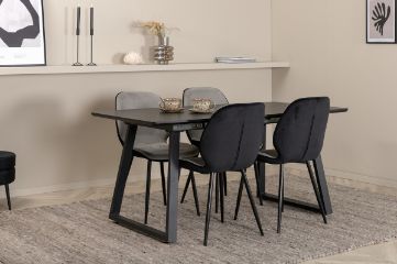 Imagine Inca Extentiontable - Black top / black Legs +Emma Chair - Black /Light Grey _4