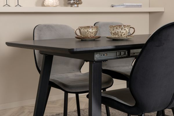 Imagine Inca Extentiontable - Black top / black Legs +Emma Chair - Black /Light Grey _4