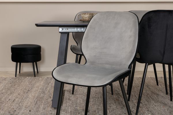 Imagine Inca Extentiontable - Black top / black Legs +Emma Chair - Black /Light Grey _4