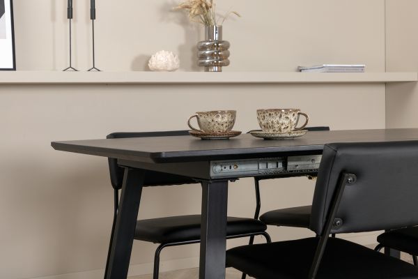 Imagine Inca Extentiontable - Black top / black Legs +Kenth Chair - Black / Black PU _4