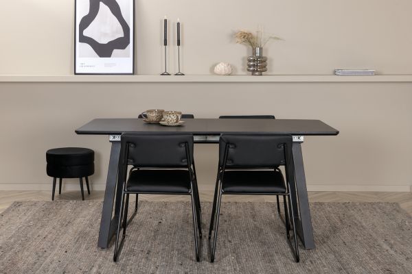 Imagine Inca Extentiontable - Black top / black Legs +Kenth Chair - Black / Black PU _4