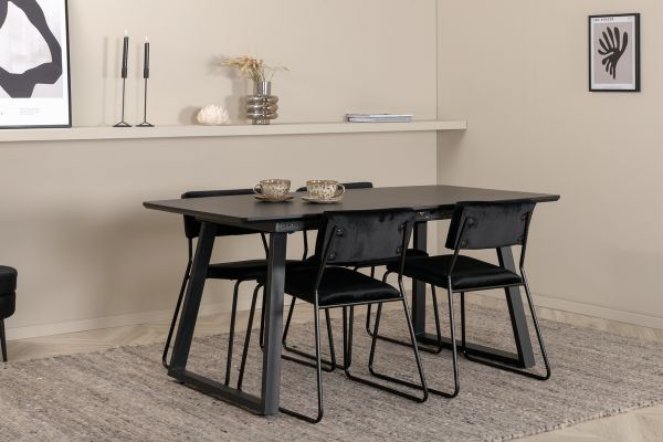 Imagine Inca Extentiontable - Black top / black Legs +Kenth Chair - Black / Black Velvet _4