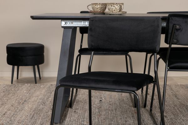 Imagine Inca Extentiontable - Black top / black Legs +Kenth Chair - Black / Black Velvet _4