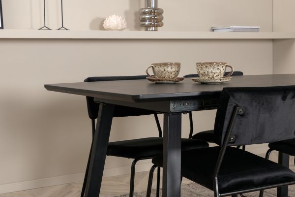 Imagine Inca Extentiontable - Black top / black Legs +Kenth Chair - Black / Black Velvet _4