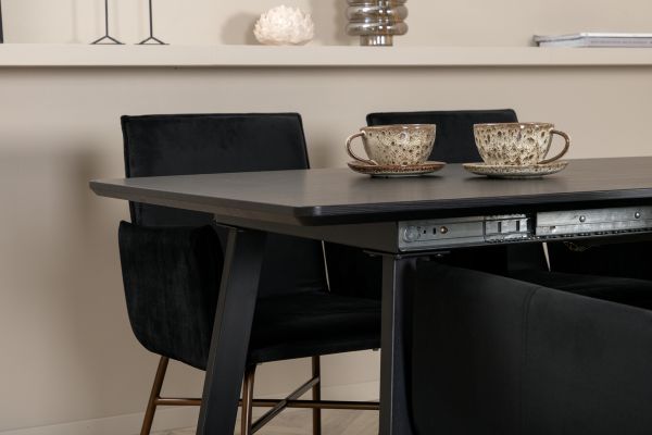 Imagine Inca Extentiontable - Black top / black Legs +Pippi Chair - Distressed Copper / Black Velvet _4