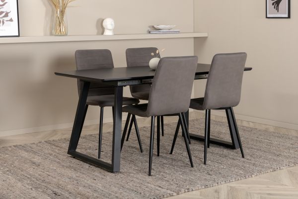 Imagine Inca Extentiontable - Black top / black Legs +Windu Lyx Chair - Black / Grey Micro Fibre _4