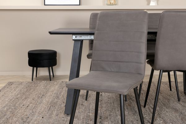 Imagine Inca Extentiontable - Black top / black Legs +Windu Lyx Chair - Black / Grey Micro Fibre _4