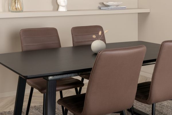 Imagine Inca Extentiontable - Black top / black Legs +Windu Lyx Chair - Black / Brown Micro Fibre _4