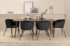 Imagine Masa de dining Polar de 180 cm - Blat de nuc - Picioare de nuc + Scaun Berit - Negru / Catifea neagra _6