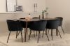 Imagine Masa de dining Polar de 180 cm - Blat de nuc - Picioare de nuc + Scaun Berit - Negru / Catifea neagra _6