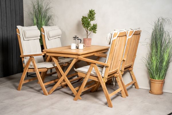 Imagine Masa de Dining Kenya 120*70*H75 - Teak+ Set de Kenya 5 scaune pliabile - Teak_4