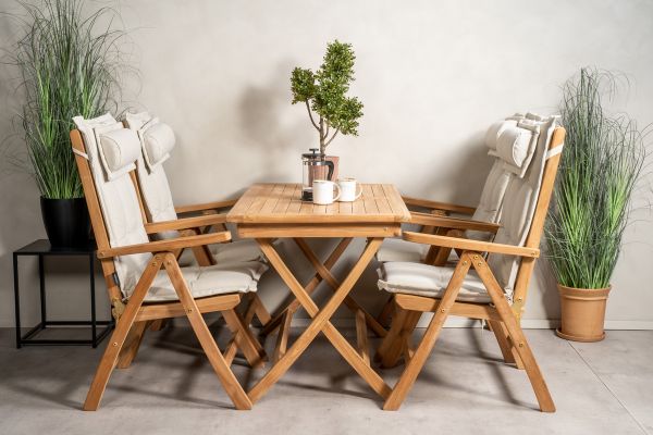 Imagine Masa de Dining Kenya 120*70*H75 - Teak+ Set de Kenya 5 scaune pliabile - Teak_4