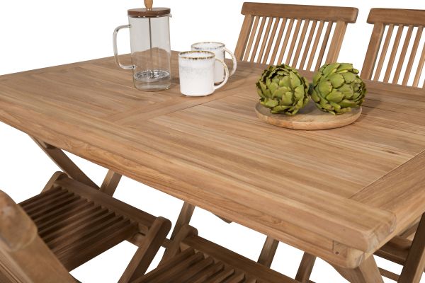 Imagine Masa de dining Kenya 120*70*H75 - Teak + Scaun pliant Kenya fără suport de brațe - Teak_4