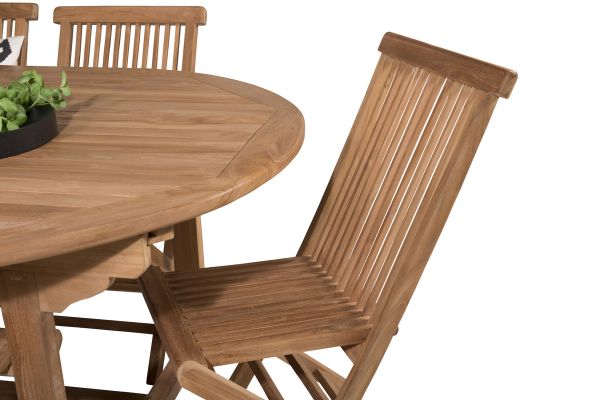 Imagine Masa de dining ovala Kenya 180/240*120*H75 - Teak + Scaun pliant Kenya fara brate - Teak_6