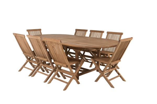 Imagine Masa de dining ovala Kenya 180/240*120*H75 - Teak + Scaun pliant Kenya fara brate - Teak_8