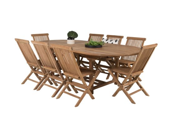 Imagine Masa de dining ovala Kenya 180/240*120*H75 - Teak + Scaun pliant Kenya fara brate - Teak_8