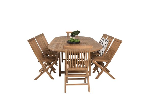 Imagine Masa de dining ovala Kenya 180/240*120*H75 - Teak + Scaun pliant Kenya fara brate - Teak_8