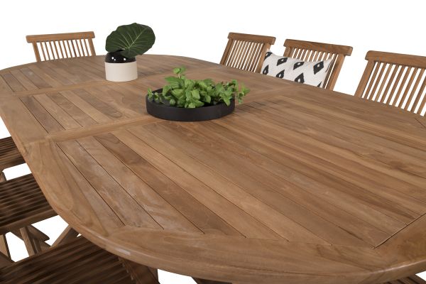 Imagine Masa de dining ovala Kenya 180/240*120*H75 - Teak + Scaun pliant Kenya fara brate - Teak_8