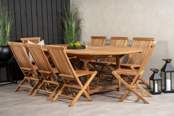 Imagine Masa de dining ovala Kenya 180/240*120*H75 - Teak + Scaun pliant Kenya fara brate - Teak_8