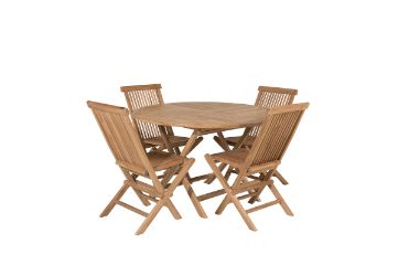 Imagine Vă rugăm să traduceți complet Kenya Round Dining Table ø120cm - Teak+Kenya Folding Chair w/o Armrest - Teak_4