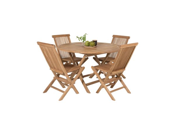 Imagine Vă rugăm să traduceți complet Kenya Round Dining Table ø120cm - Teak+Kenya Folding Chair w/o Armrest - Teak_4