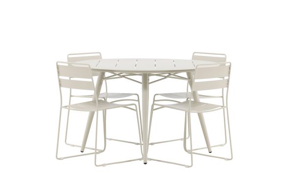 Imagine Masa de dining Lina - Bej - Rotundă 120 cm _1 + Scaun de dining Lina - Bej _4