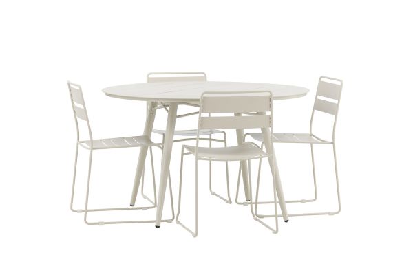 Imagine Masa de dining Lina - Bej - Rotundă 120 cm _1 + Scaun de dining Lina - Bej _4