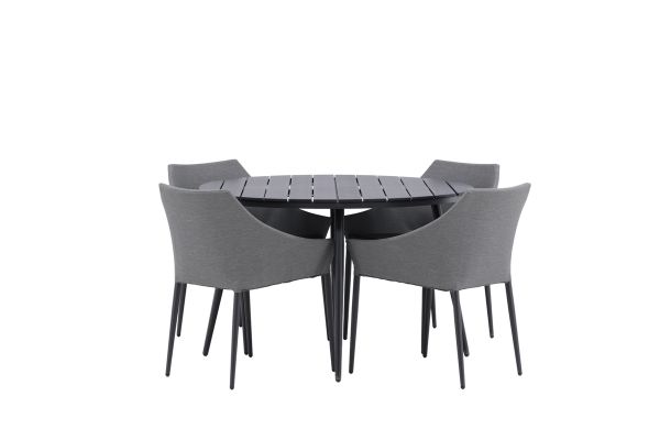 Imagine Masa de Dining Rotunda - Negru / Negru - Aluminiu / Aintwood - 120ø _1+ Scaun de Dining Spoga - Negru / Gri - - _4