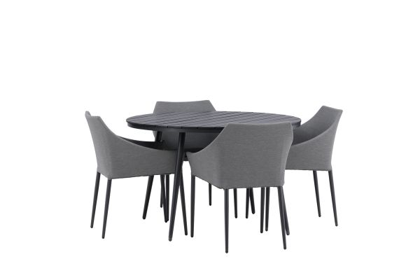 Imagine Masa de Dining Rotunda - Negru / Negru - Aluminiu / Aintwood - 120ø _1+ Scaun de Dining Spoga - Negru / Gri - - _4