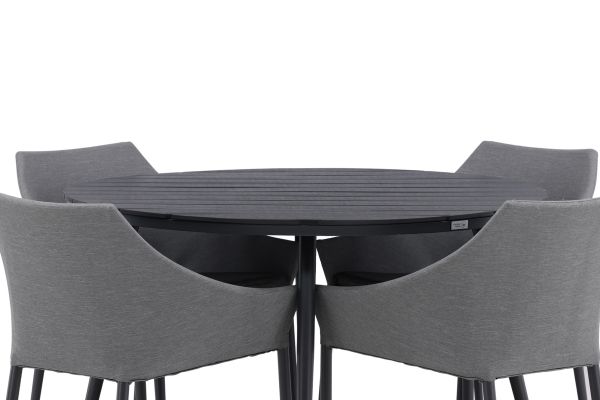 Imagine Masa de Dining Rotunda - Negru / Negru - Aluminiu / Aintwood - 120ø _1+ Scaun de Dining Spoga - Negru / Gri - - _4