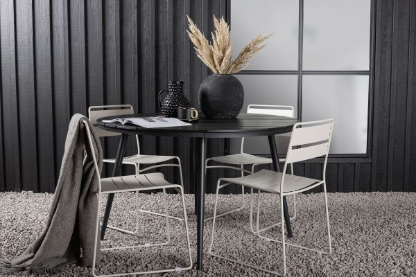 Imagine Masa de dining rotunda Break - Neagra / Neagra - Alu / Aintwood - 120ø _1+ Scaun de dining Lina - Bej _4