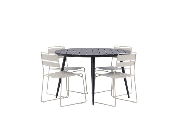 Imagine Masa de dining rotunda Break - Neagra / Neagra - Alu / Aintwood - 120ø _1+ Scaun de dining Lina - Bej _4