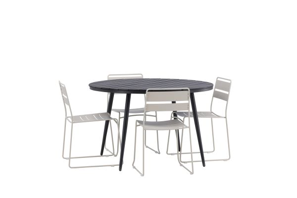 Imagine Masa de dining rotunda Break - Neagra / Neagra - Alu / Aintwood - 120ø _1+ Scaun de dining Lina - Bej _4