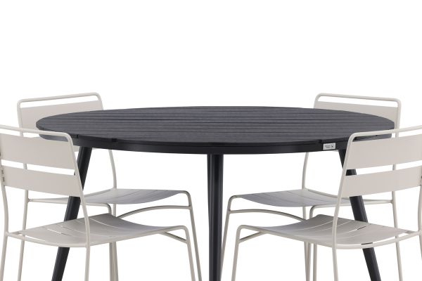 Imagine Masa de dining rotunda Break - Neagra / Neagra - Alu / Aintwood - 120ø _1+ Scaun de dining Lina - Bej _4