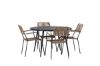 Imagine Rupere - Masă de dining rotundă - Negru / Negru - Alu / Aintwood - 120ø _1+ Lindos - Scaun cu brațe - Negru Alu / Șnur Latte _4