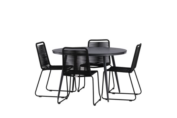 Imagine Masa de dining Break - Rotunda - Negru / Negru - Alu / Aintwood - 120ø _1+ scaun stivuitor Lindos - Alu negru / Cablu negru _4