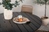 Imagine Traduceți complet: Masă de dining rotundă - Negru / Negru - Alu / Aintwood - 120ø _1+ Scaun empilabil Lindos - Negru Alu / Frânghie Latte _4