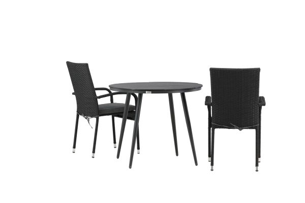 Imagine Masa de dining rotunda neagra Break / Negru - Aluminiu / Aintwood - 90° _1+ Scaun Anna - Negru _2