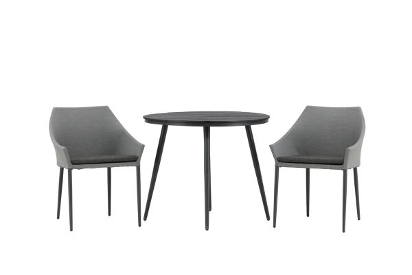 Imagine Masa de Dining Rounda- Neagra / Neagra - Alu / Aintwood - 90ø _1+ Scaun de Dining Spoga- Negru / Gri - - _2