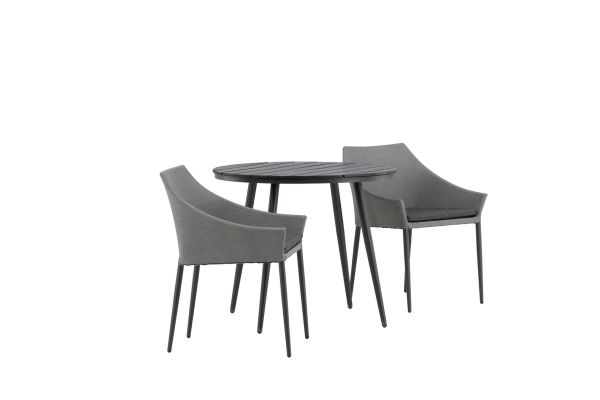 Imagine Masa de Dining Rounda- Neagra / Neagra - Alu / Aintwood - 90ø _1+ Scaun de Dining Spoga- Negru / Gri - - _2