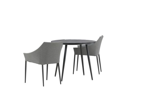 Imagine Masa de Dining Rounda- Neagra / Neagra - Alu / Aintwood - 90ø _1+ Scaun de Dining Spoga- Negru / Gri - - _2