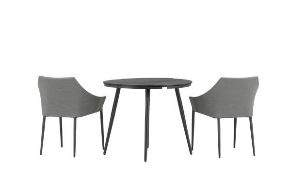 Imagine Masa de Dining Rounda- Neagra / Neagra - Alu / Aintwood - 90ø _1+ Scaun de Dining Spoga- Negru / Gri - - _2