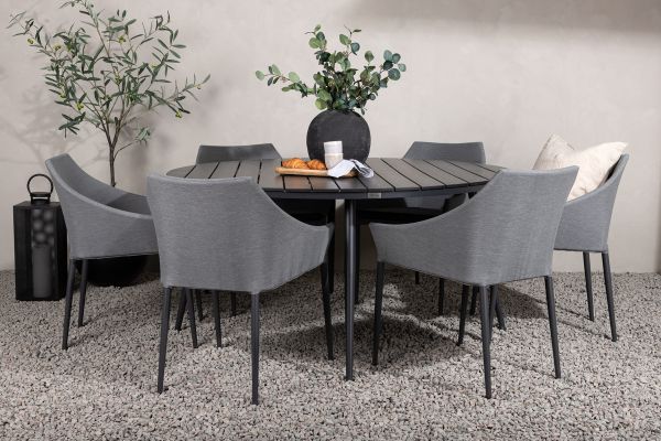 Imagine Masa de dining rotunda Break - negru / negru - Alu / Aintwood - 150ø _1+ și scaun de dining Spoga - negru / gri - - _6