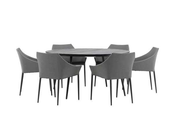 Imagine Masa de dining rotunda Break - negru / negru - Alu / Aintwood - 150ø _1+ și scaun de dining Spoga - negru / gri - - _6