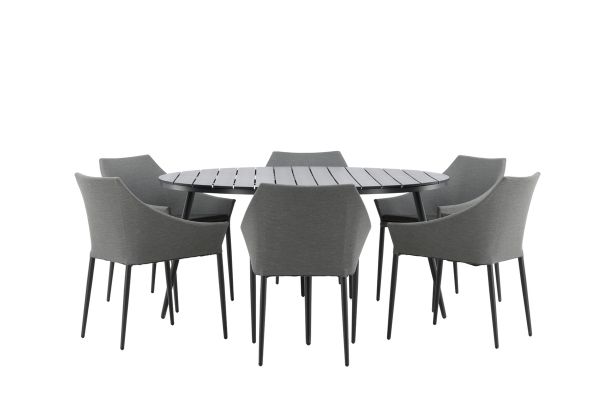 Imagine Masa de dining rotunda Break - negru / negru - Alu / Aintwood - 150ø _1+ și scaun de dining Spoga - negru / gri - - _6