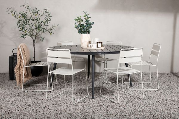 Imagine Masa de dining rotunda neagra/ negru - Alu/ Aintwood - 150ø _1+ Scaun de dining Lina - Bej _6