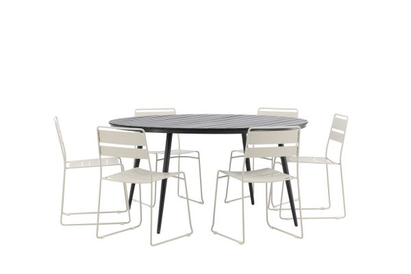 Imagine Masa de dining rotunda neagra/ negru - Alu/ Aintwood - 150ø _1+ Scaun de dining Lina - Bej _6