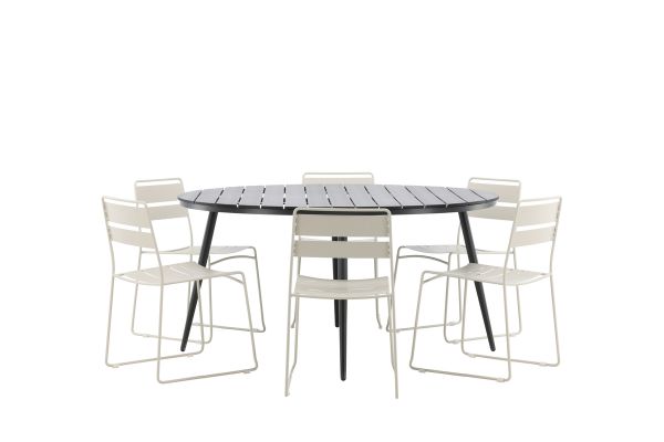 Imagine Masa de dining rotunda neagra/ negru - Alu/ Aintwood - 150ø _1+ Scaun de dining Lina - Bej _6